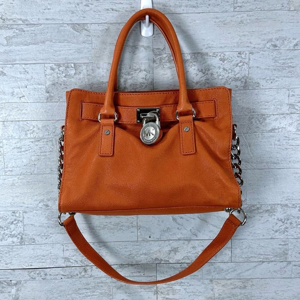 Michael Kors Hamilton East West medium orange leather satchel / shoulder bag